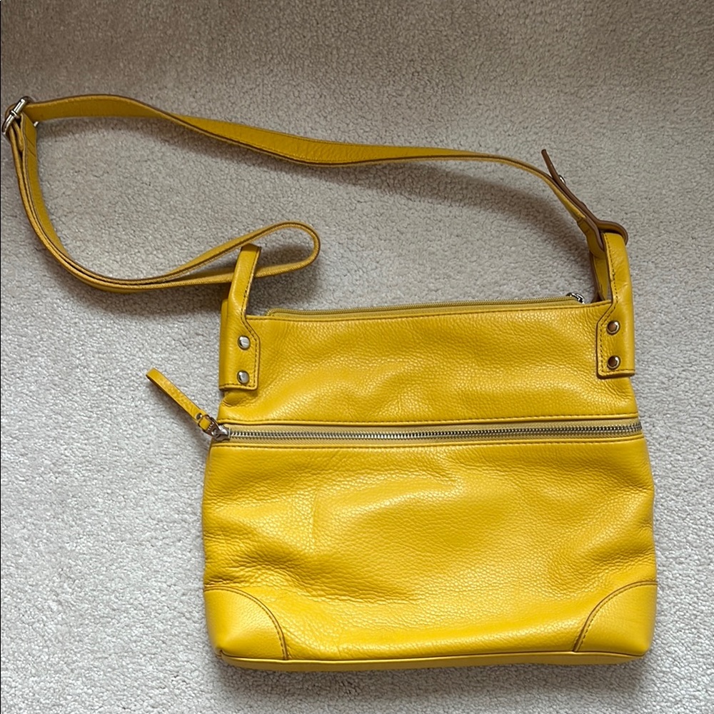 Fossil Yellow Leather Crossbody Bag